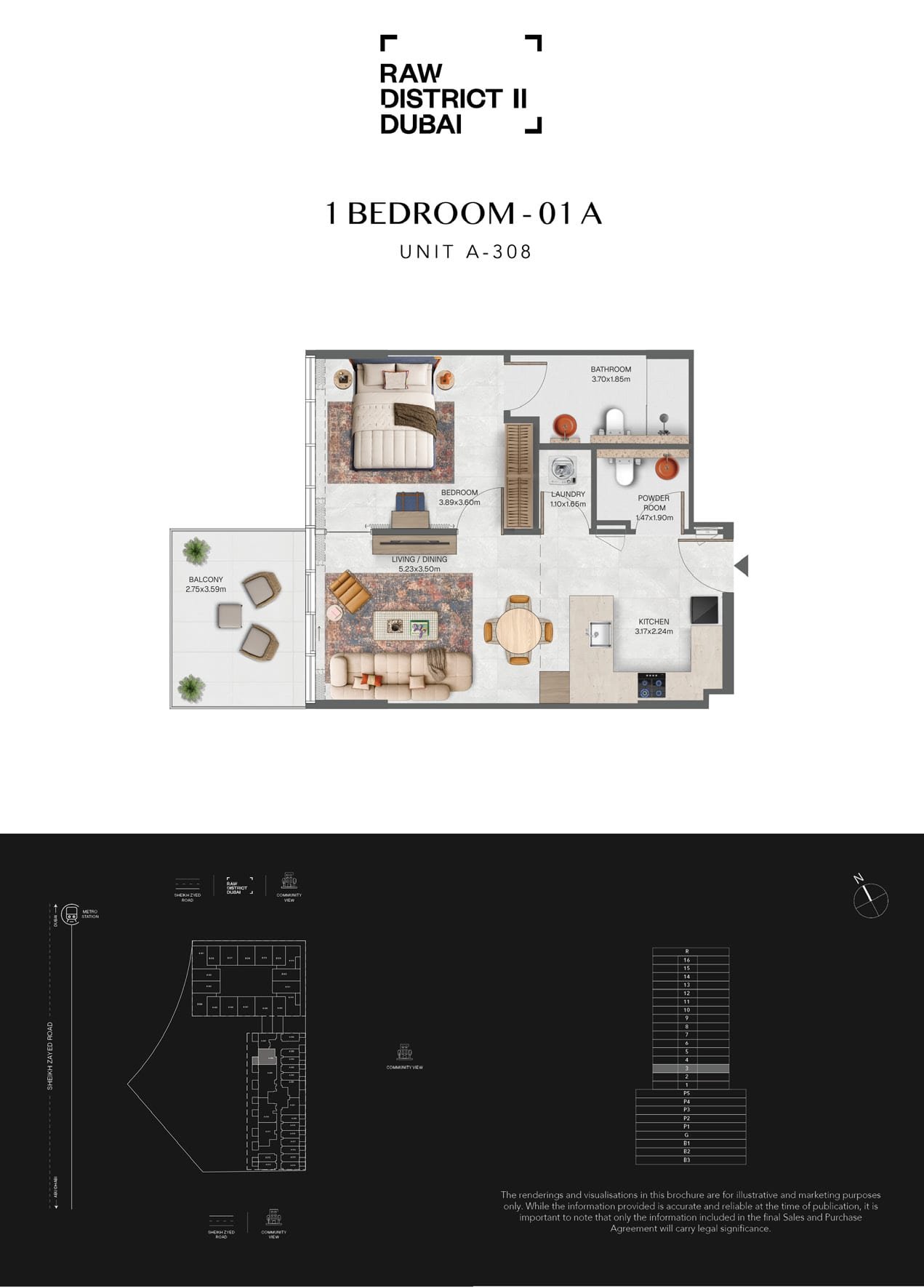 1 Bedroom 01 A — Unit A-308