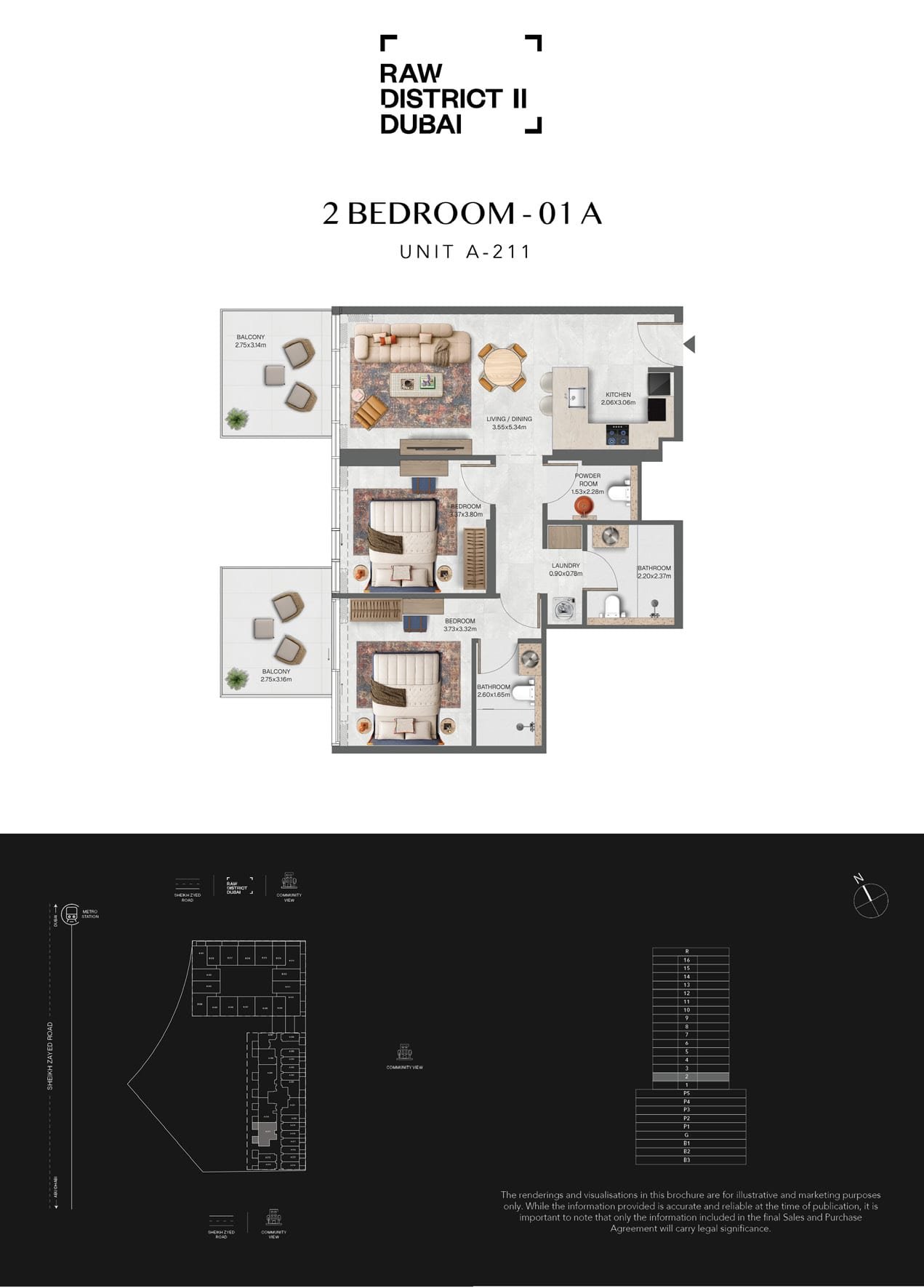 2 Bedroom 01 A — Unit A-211