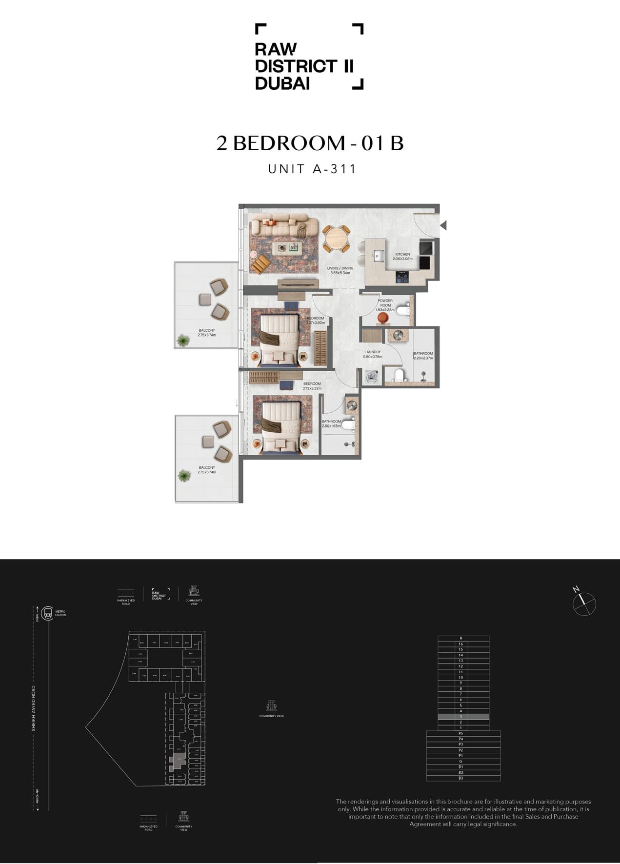 2 Bedroom type floor plan